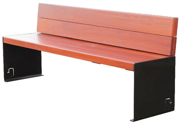 Banc en acier et acajou