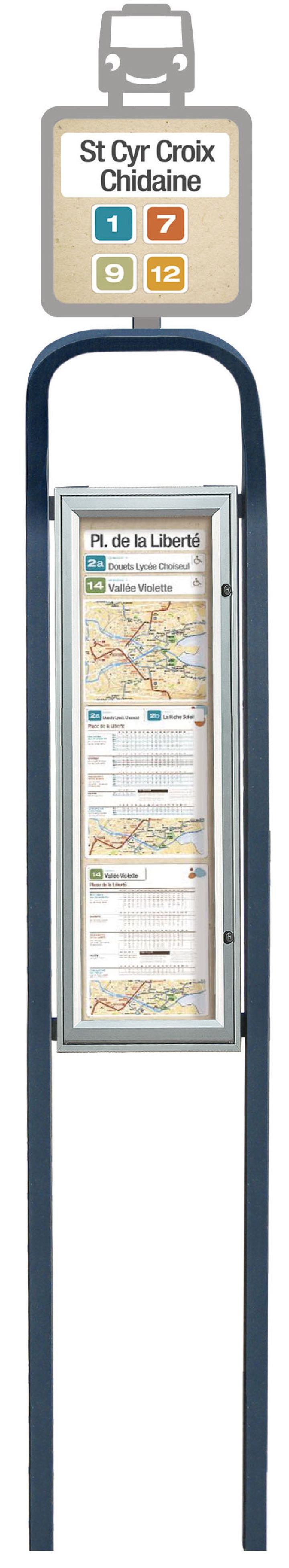 Totem arrêt de bus simple face ligne CONVIVIALE