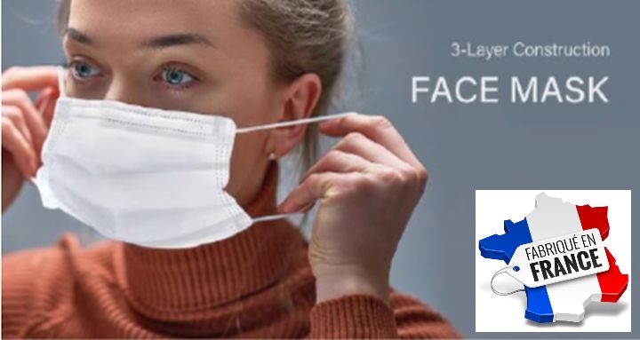Masque chirurgicaux à 3 plis type 2 - BFE >99% - classe de protection équivalence Norme EN 14683 : 2019 - Usage unique - Boîte de 60 pièces